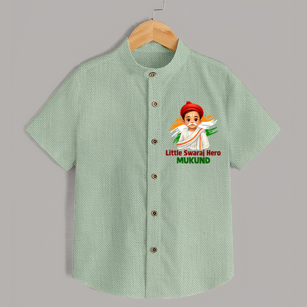 Little Swaraj Hero Personalized Shirt - MINT GREEN - 0 - 6 Months Old (Chest 23")