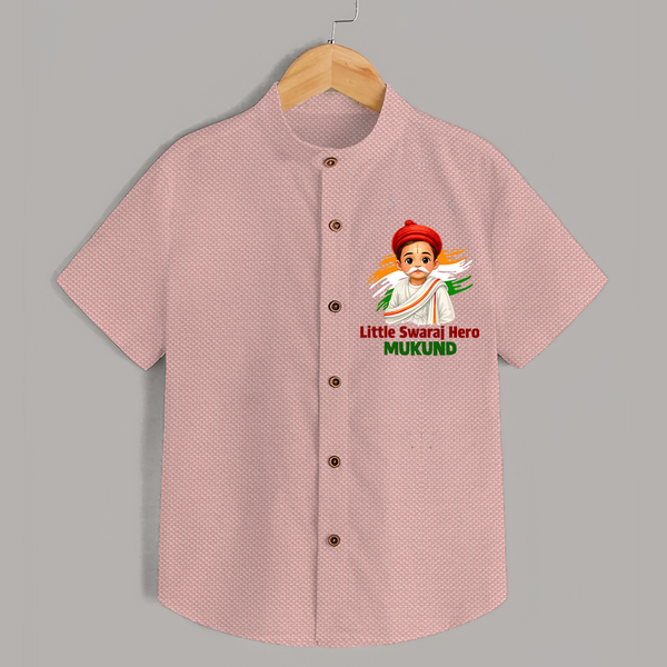 Little Swaraj Hero Personalized Shirt - PEACH - 0 - 6 Months Old (Chest 23")