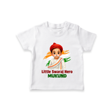 Little Swaraj Hero Personalized Kid T-shirt - WHITE - 0-5 Months Old (Chest 17")