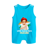Little Swaraj Hero Personalized Button Romper - SKY BLUE - New Born (Chest 18")