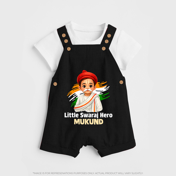 Little Swaraj Hero Personalized Dungaree - BLACK - 0 - 5 Months Old (Chest 18")