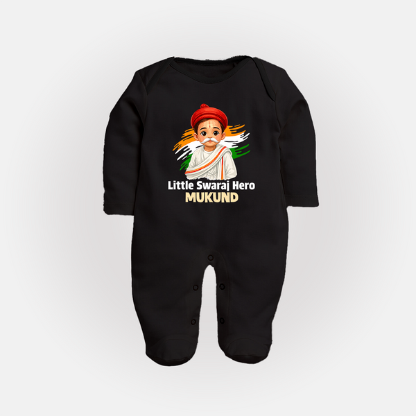 Little Swaraj Hero Personalized Fullbody suit - BLACK - New Born (Chest 7.5")