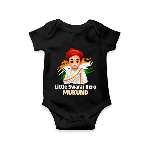 Little Swaraj Hero Personalized Baby Romper - BLACK - New Born (Chest 14")