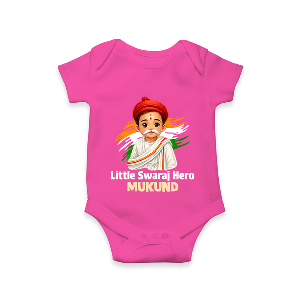 Little Swaraj Hero Personalized Baby Romper - HOT PINK - New Born (Chest 14")
