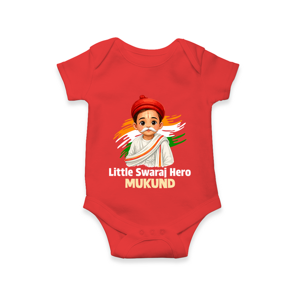 Little Swaraj Hero Personalized Baby Romper - RED - New Born (Chest 14")