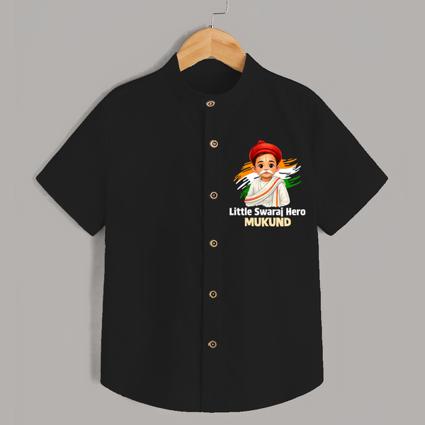 Little Swaraj Hero Personalized Shirt - BLACK - 0 - 6 Months Old (Chest 23")