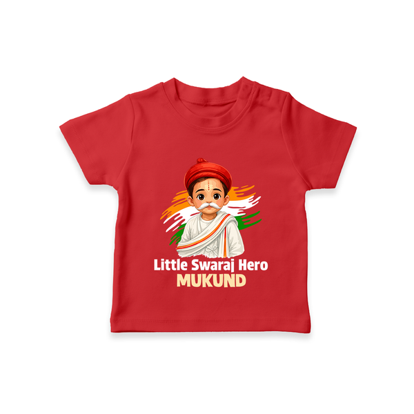 Little Swaraj Hero Personalized Kid T-shirt - RED - 0-5 Months Old (Chest 17")