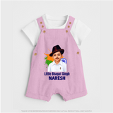 Little Bhagat Singh personalized  Dungaree - BABY PINK - 0 - 5 Months Old (Chest 18")