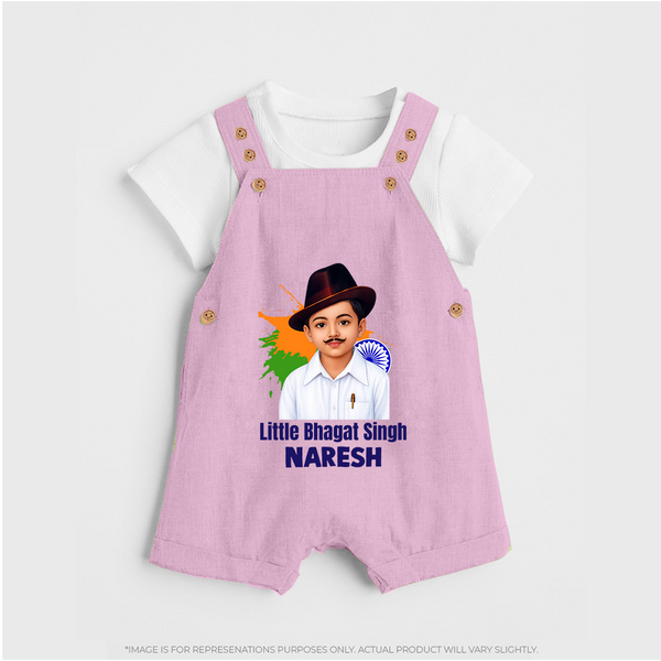 Little Bhagat Singh personalized  Dungaree - BABY PINK - 0 - 5 Months Old (Chest 18")