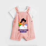 Little Bhagat Singh personalized  Dungaree - PEACH - 0 - 5 Months Old (Chest 18")
