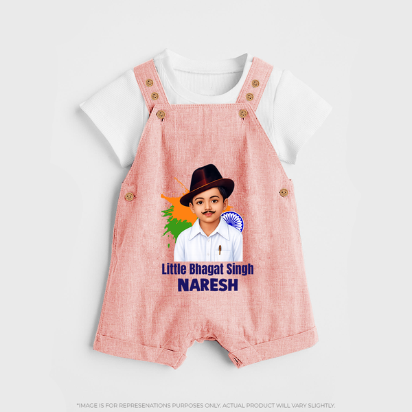 Little Bhagat Singh personalized  Dungaree - PEACH - 0 - 5 Months Old (Chest 18")