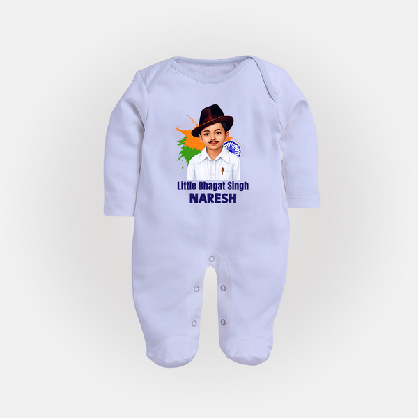 Little Bhagat Singh personalized  Fullbody suit - BABY BLUE - New Born (Chest 7.5")