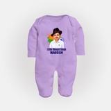 Little Bhagat Singh personalized  Fullbody suit - LILAC - New Born (Chest 7.5")