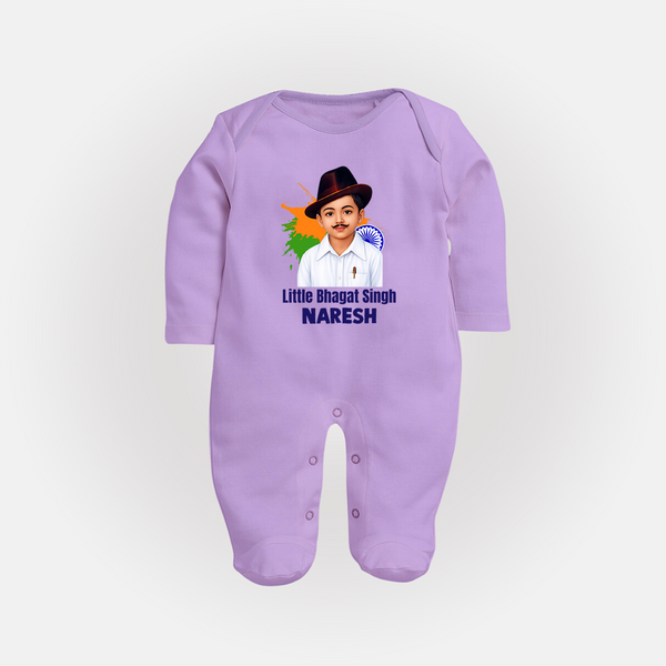 Little Bhagat Singh personalized  Fullbody suit - LILAC - New Born (Chest 7.5")