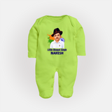 Little Bhagat Singh personalized  Fullbody suit - LIME GREEN - New Born (Chest 7.5")