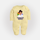 Little Bhagat Singh personalized  Fullbody suit - PASTEL YELLOW - New Born (Chest 7.5")
