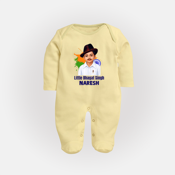 Little Bhagat Singh personalized  Fullbody suit - PASTEL YELLOW - New Born (Chest 7.5")