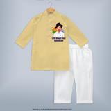 Little Bhagat Singh personalized  Kurta - PASTEL YELLOW - 3 - 6 Months Old (Chest 24", Kurta Length 14'', Waist 19", Pant Length 14")