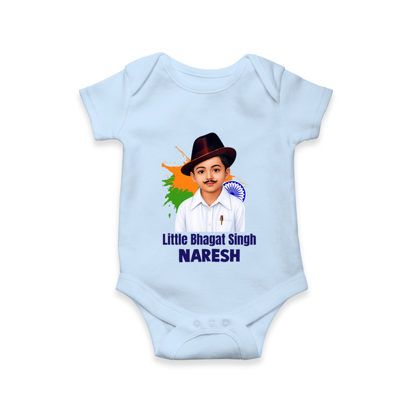 Little Bhagat Singh personalized  Baby Romper - BABY BLUE - New Born (Chest 14")