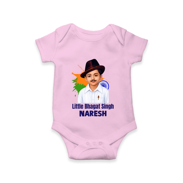 Little Bhagat Singh personalized  Baby Romper - BABY PINK - New Born (Chest 14")