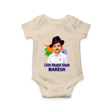 Little Bhagat Singh personalized  Baby Romper - IVORY - New Born (Chest 14")