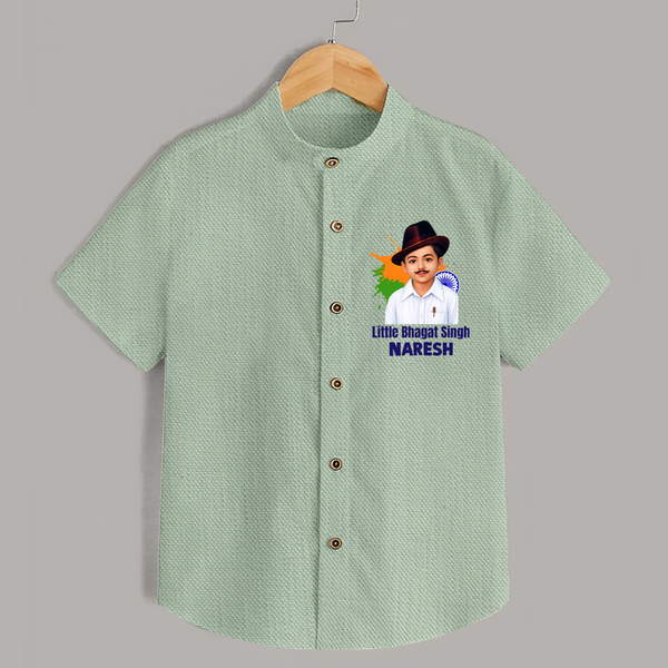 Little Bhagat Singh personalized  Shirt - MINT GREEN - 0 - 6 Months Old (Chest 23")