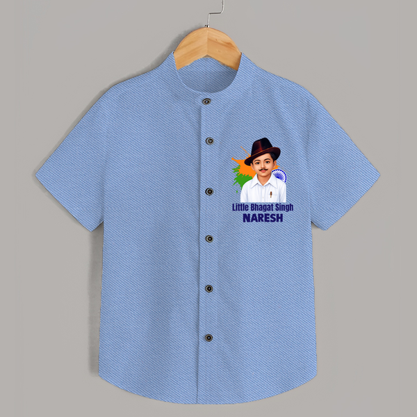 Little Bhagat Singh personalized  Shirt - SKY BLUE - 0 - 6 Months Old (Chest 23")