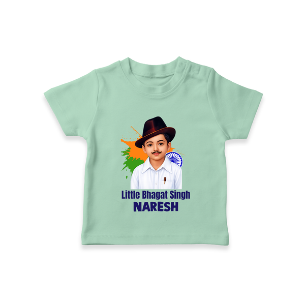 Little Bhagat Singh personalized  Kid T-shirt - MINT GREEN - 0-5 Months Old (Chest 17")