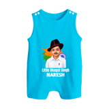 Little Bhagat Singh personalized  Button Romper - SKY BLUE - New Born (Chest 18")