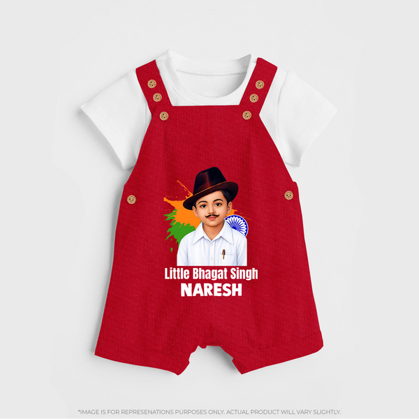Little Bhagat Singh personalized  Dungaree - RED - 0 - 5 Months Old (Chest 18")
