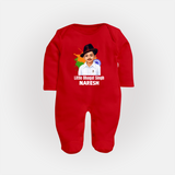 Little Bhagat Singh personalized  Fullbody suit - RED - New Born (Chest 7.5")