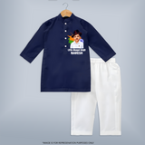 Little Bhagat Singh personalized  Kurta - NAVY BLUE - 3 - 6 Months Old (Chest 24", Kurta Length 14'', Waist 19", Pant Length 14")