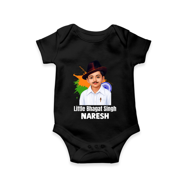 Little Bhagat Singh personalized  Baby Romper - BLACK - New Born (Chest 14")