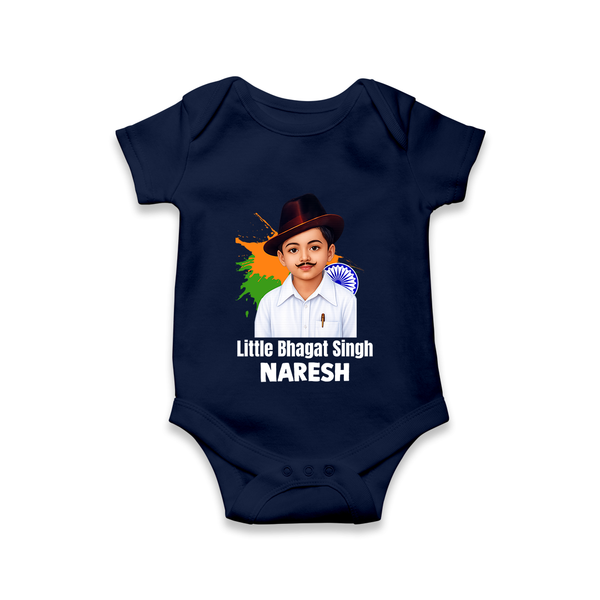 Little Bhagat Singh personalized  Baby Romper - NAVY BLUE - New Born (Chest 14")
