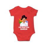 Little Bhagat Singh personalized  Baby Romper - RED - New Born (Chest 14")