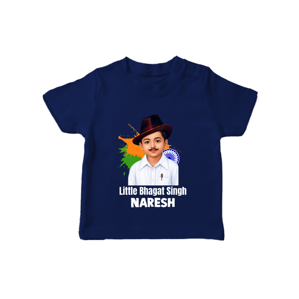 Little Bhagat Singh personalized  Kid T-shirt - NAVY BLUE - 0-5 Months Old (Chest 17")