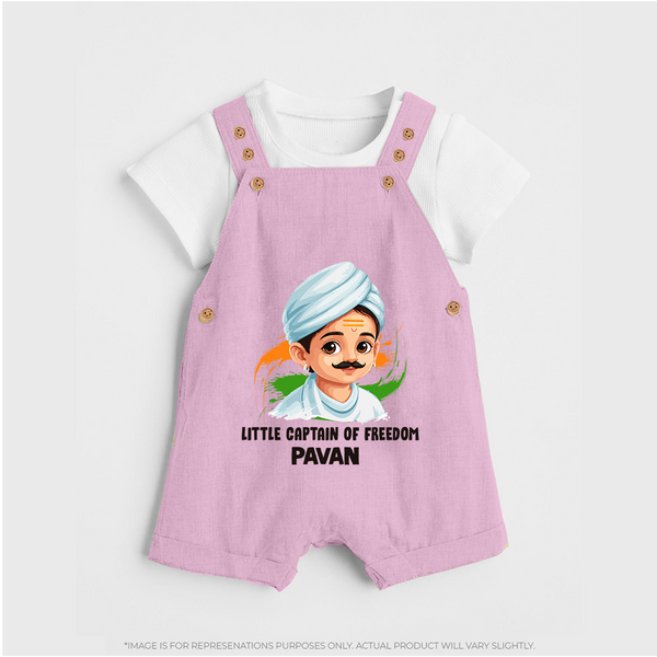 Little Captain of Freedom Personalized Dungaree - BABY PINK - 0 - 5 Months Old (Chest 18")