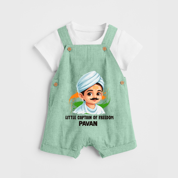 Little Captain of Freedom Personalized Dungaree - MINT GREEN - 0 - 5 Months Old (Chest 18")