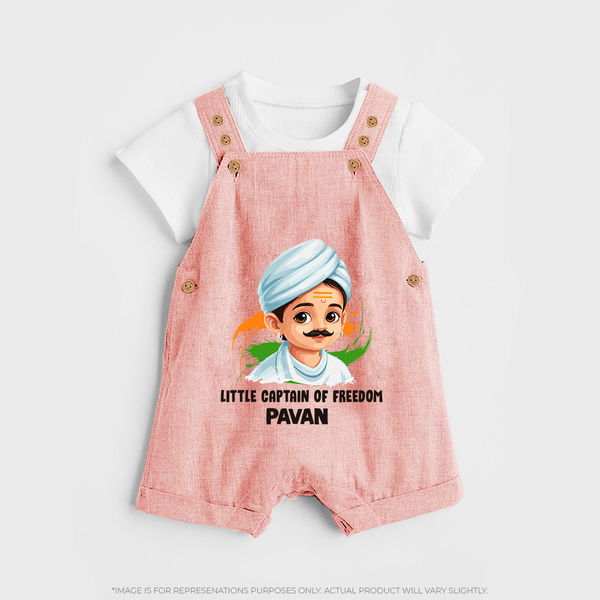 Little Captain of Freedom Personalized Dungaree - PEACH - 0 - 5 Months Old (Chest 18")