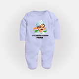 Little Captain of Freedom Personalized Fullbody suit - BABY BLUE - New Born (Chest 7.5")