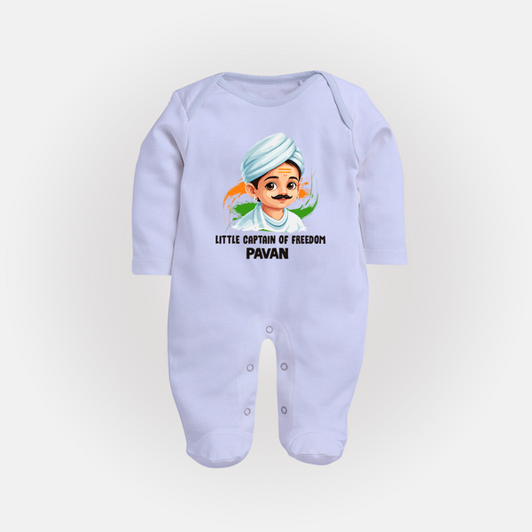 Little Captain of Freedom Personalized Fullbody suit - BABY BLUE - New Born (Chest 7.5")