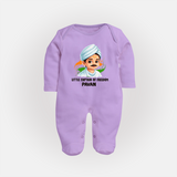 Little Captain of Freedom Personalized Fullbody suit - LILAC - New Born (Chest 7.5")