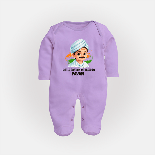 Little Captain of Freedom Personalized Fullbody suit - LILAC - New Born (Chest 7.5")