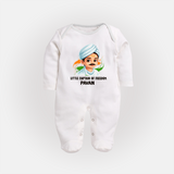 Little Captain of Freedom Personalized Fullbody suit - WHITE - New Born (Chest 7.5")