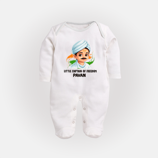 Little Captain of Freedom Personalized Fullbody suit - WHITE - New Born (Chest 7.5")