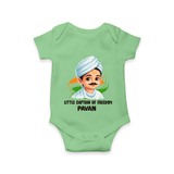 Little Captain of Freedom Personalized Baby Romper - GREEN - New Born (Chest 14")