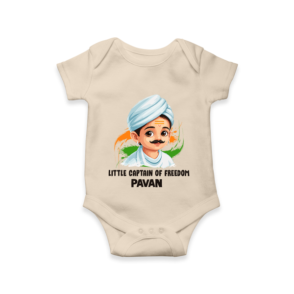 Little Captain of Freedom Personalized Baby Romper - IVORY - New Born (Chest 14")
