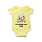 Little Captain of Freedom Personalized Baby Romper - PASTEL YELLOW - New Born (Chest 14")