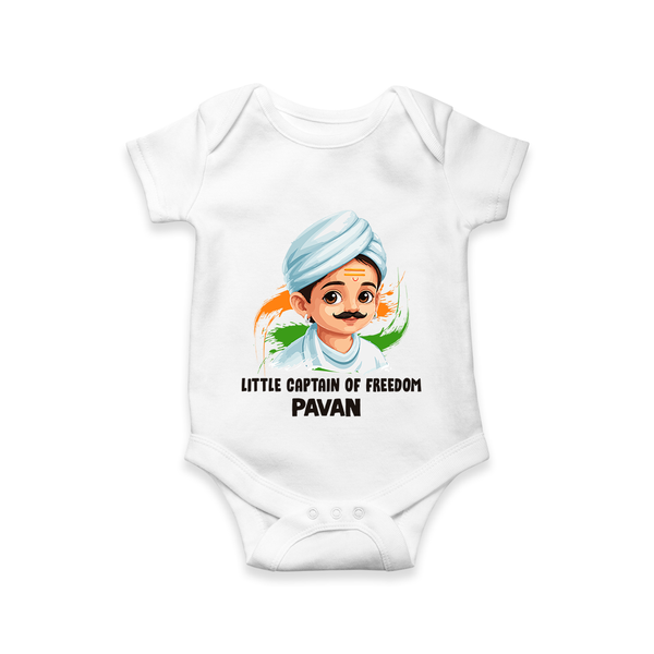 Little Captain of Freedom Personalized Baby Romper - WHITE - New Born (Chest 14")