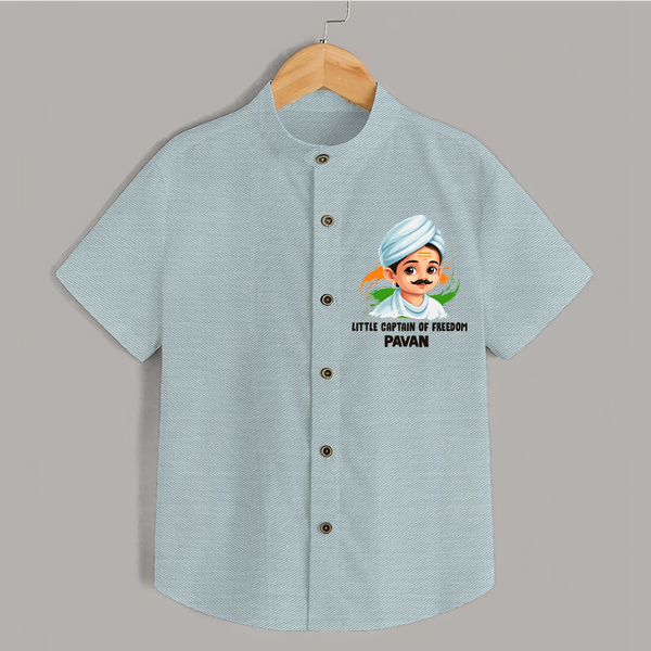 Little Captain of Freedom Personalized Shirt - ARCTIC BLUE - 0 - 6 Months Old (Chest 23")